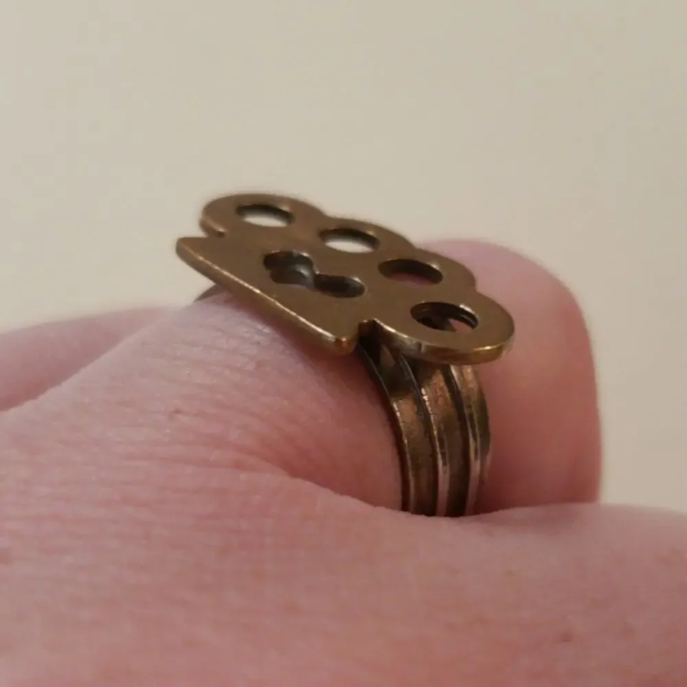 Handmade Brass & Argentium Silver "Brass Knuckle" Ring, size 7.25 - Picture 4 of 5